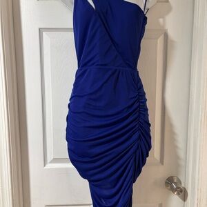 Elegant Blue Ruched Dress